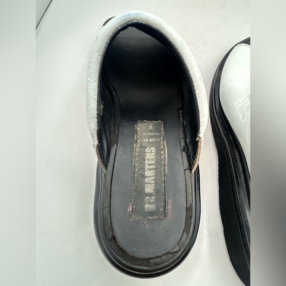 RARE Vintage Dr. Martens White Leather Platform Slide SZ 8 Made in England 90’s - Picture 11 of 15